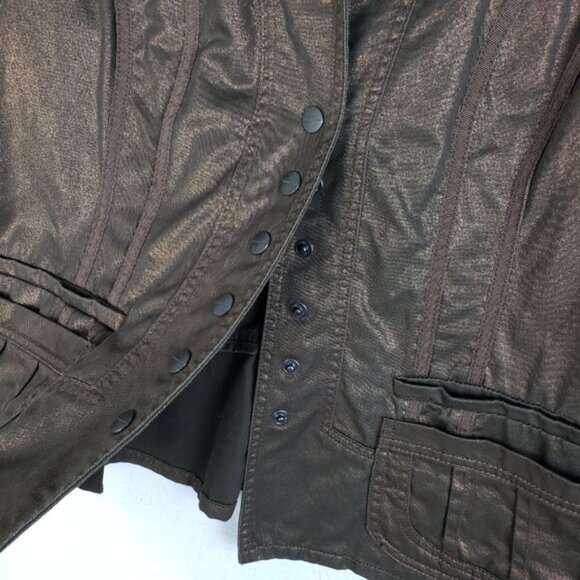 Coldwater Creek Metallic Bronze Jacket Blazer Snap Button Closure size 14P - Picture 14 of 16
